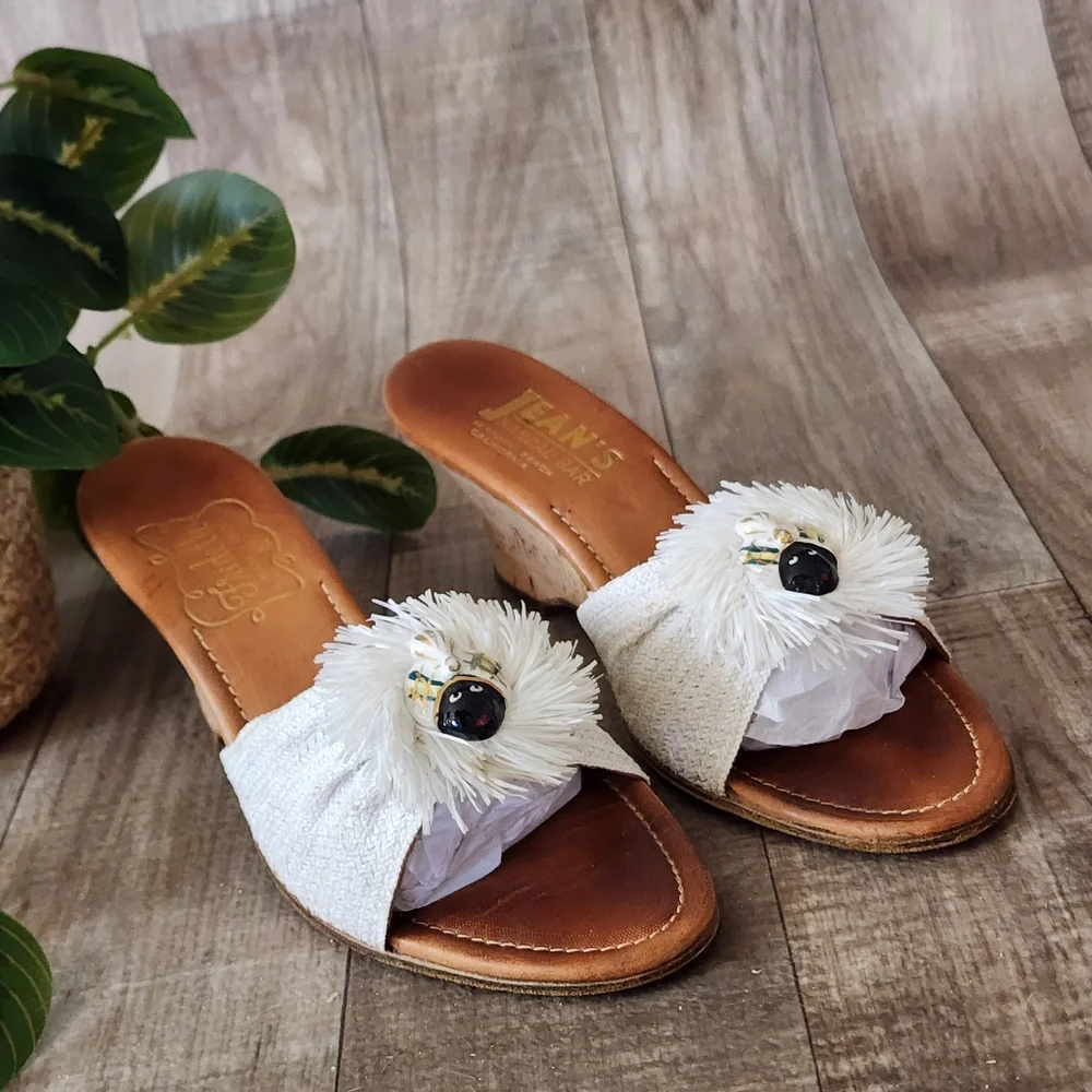 Fredelle for Jean's Sandal Bar Vintage Raffia Slide Sandals Size 8N - Picture 6 of 16
